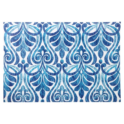 View Blue Damask Removable Wallpaper, 16x11