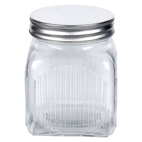 View Clear Glass Square Ribbed Jars