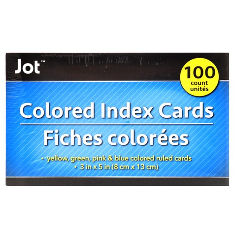 Jot Ruled Index Cards in Assorted Colors, 3x5"