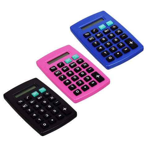 View 8Digit Pocket Calculators, 4.5x2.75 in.