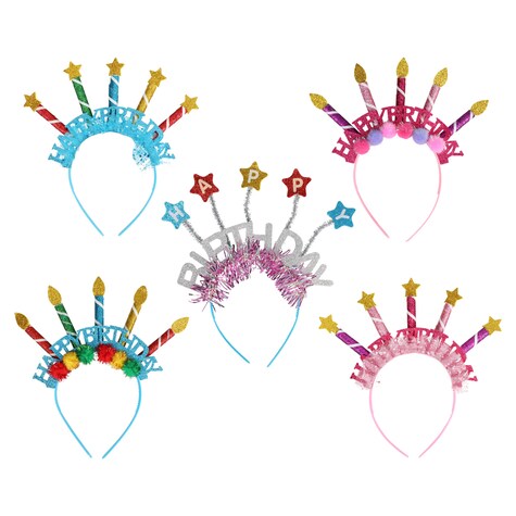 View Brightly Colored Birthday Headbands, 8.625x8.25