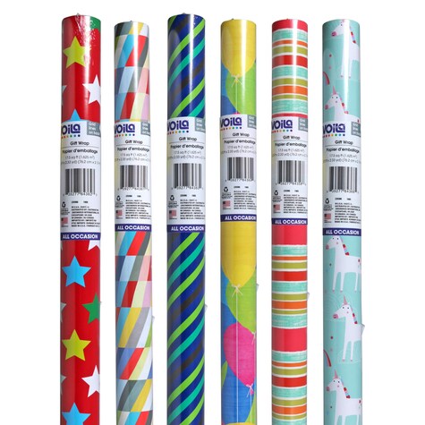 View Voila BrightlyColored AllOccasion Gift Wrap,