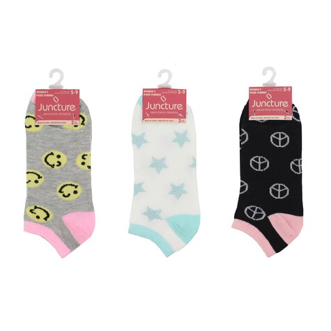 Bulk Women's Fashion Printed NoShow Socks, 2 Pair Packs Dollar Tree