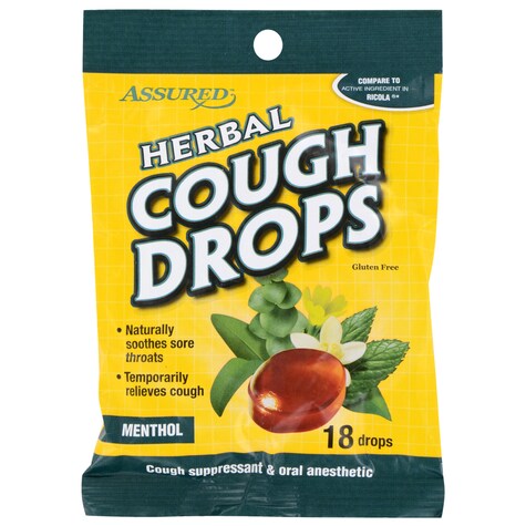 Bulk Assured Herbal Menthol Cough Drops, 18ct. Packs Dollar Tree