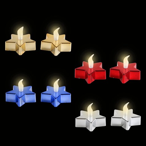 Bulk Luminessence Metallic StarShaped LED Tealight Candles, 2ct