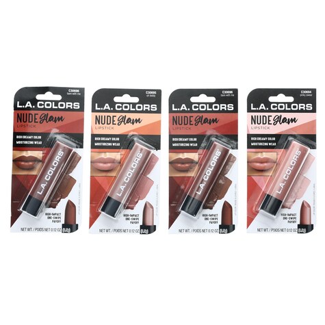 Bulk L.A. Colors Nude Glam Lipstick, 0.12oz Tubes Dollar Tree