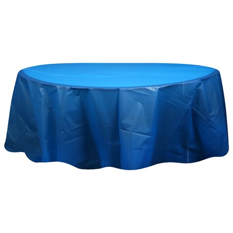 View Blue Round Plastic Table Covers,