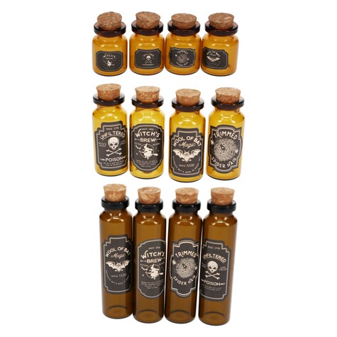 Crafter's Square Halloween Decorative Brown Bottles, 4 ct. Dollar Tree