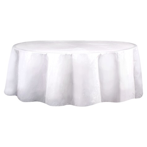 View Round White Plastic Table Covers,