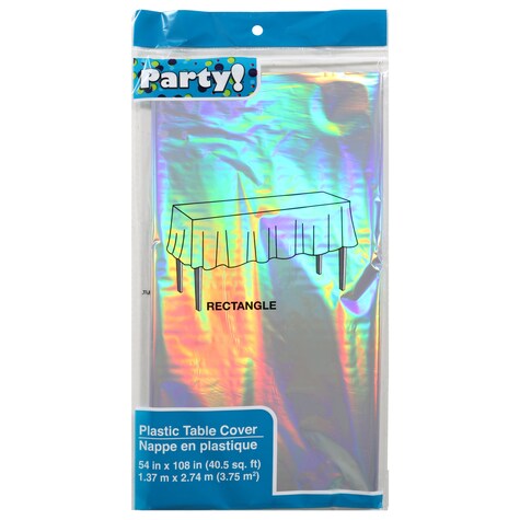 View Holographic Silver Table Cover, 54x108