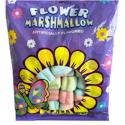 View Flower Marshmallow Rainbow Colored Candies,