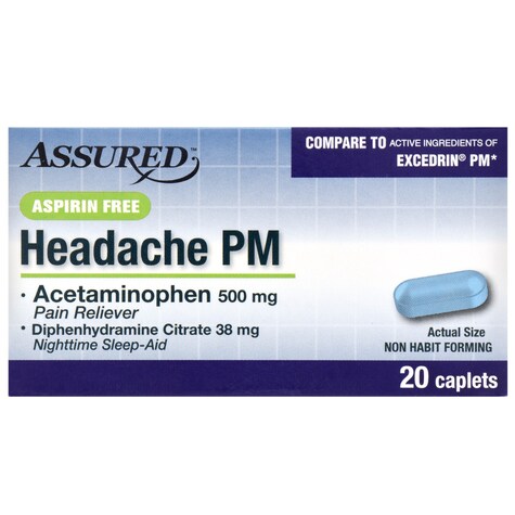 Bulk Assured Aspirin Free Headache PM Caplets, 20ct. Packs Dollar Tree
