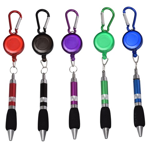 Bulk Jot Retractable Lanyard Carabiner Pens with Black Ink, 7.875 in