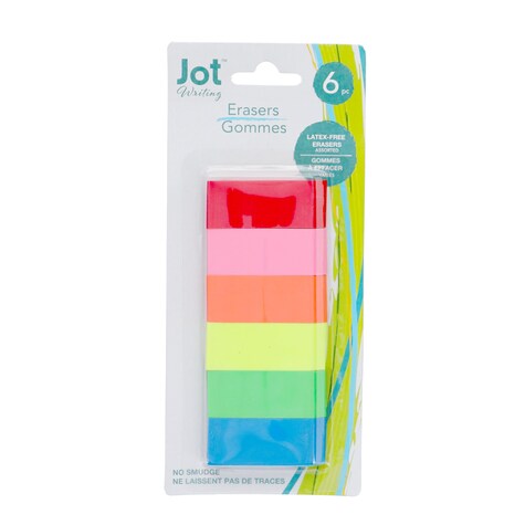 View Bright Beveled Neon Erasers, 6ct.
