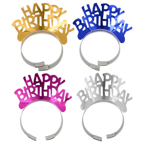 Bulk Happy Birthday Metallic Party Tiaras, 4ct. Packs Dollar Tree