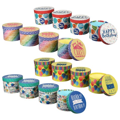 View Round Glittery Birthday Gift Boxes