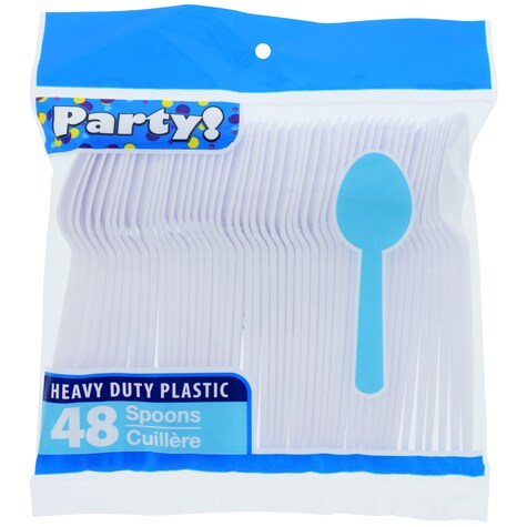 View White Plastic Spoons, 48ct. Bags