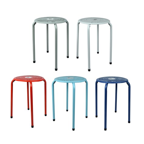 View Stackable Metal Table Stools, 11.8x17in.