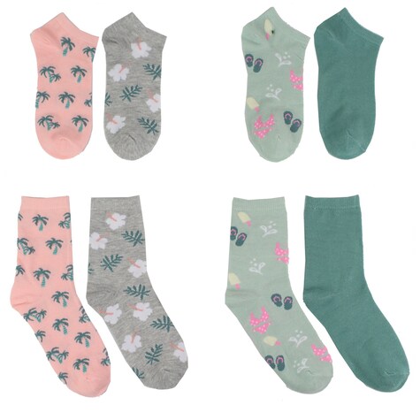 Bulk Women's Printed Low Cut and Crew Socks, 2 Pair Packs Dollar Tree