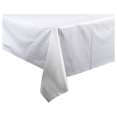 View White Plastic Table Covers, 54x108"