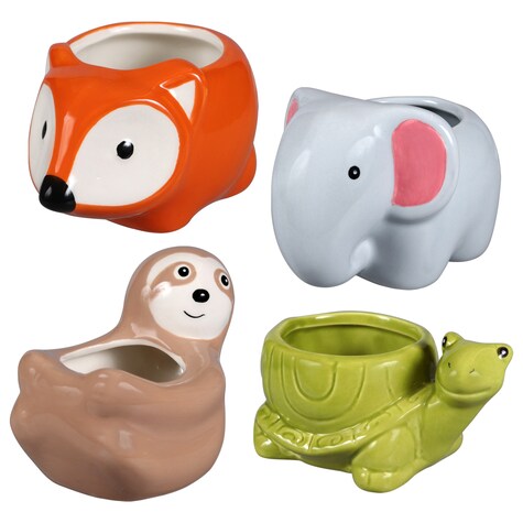 View Ceramic Animal Planters, 5.125x3.5x4.125in.