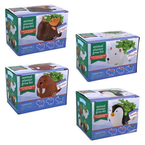 Bulk AnimalShaped Planters with Seed Growing Kits, 5.125x3.125x3.125