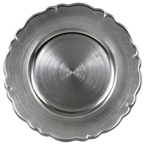 View Metallic Silver Scroll Charger Plates,