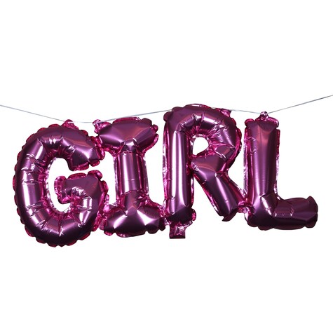 View Pink "Girl" Foil Inflated Balloons,