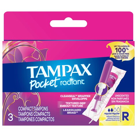 Bulk Tampax(R) Pocket Radiant Tampons, 3ct. Packs Dollar Tree