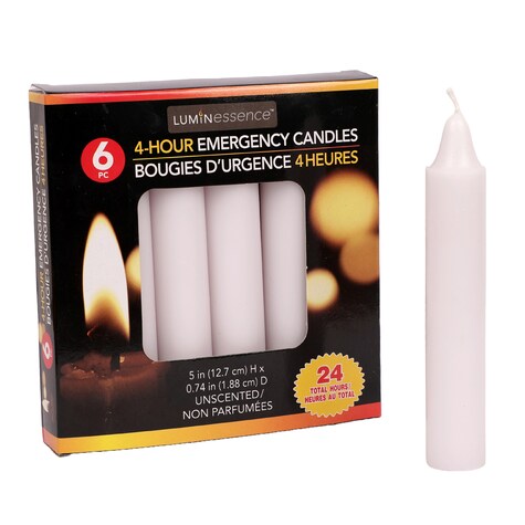 View Luminessence Unscented White Emergency Candles,
