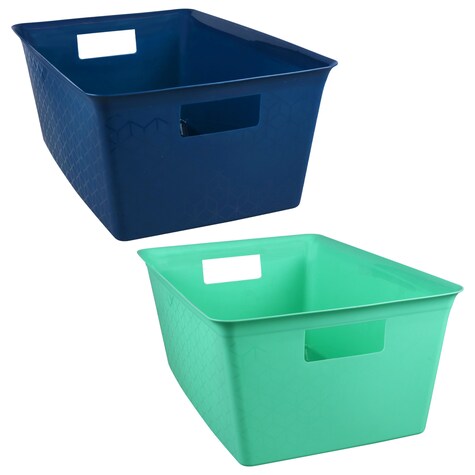 Bulk Embossed Rectangular Locker Bin Storage Containers, 9.125x14x5.5