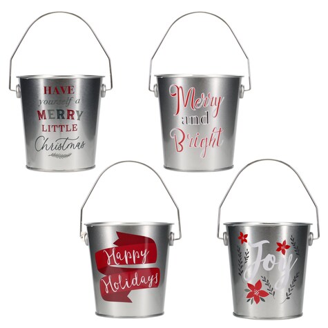 View Voila Christmas Galvanized Tin Pails,