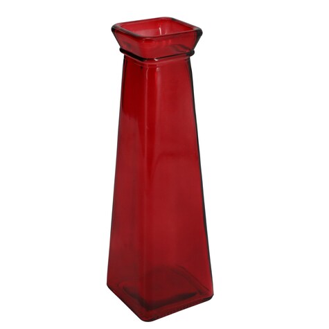 View Floral Garden Red Glass Vase,