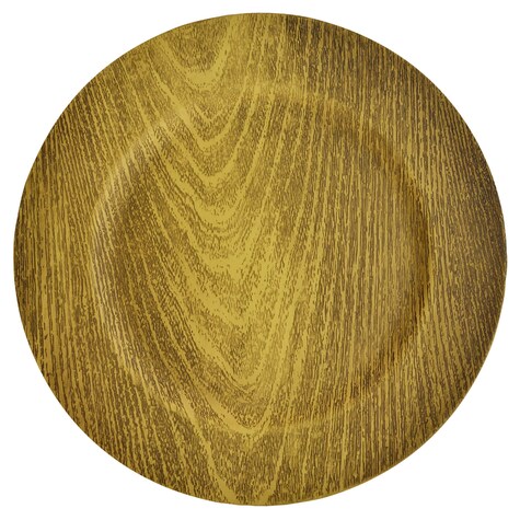 Bulk Gold Faux Wood Plastic Charger Plates, 13 in. Dollar Tree