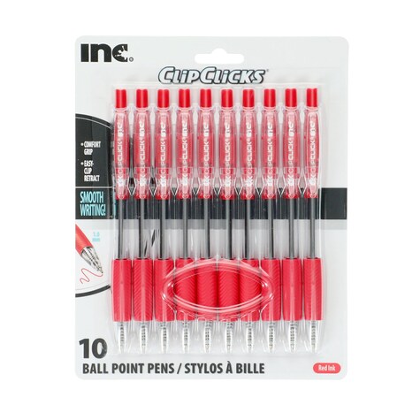 View Inc. ClipClicks Red Ballpoint Pens,
