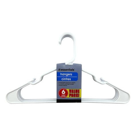 Bulk Essentials White Plastic Clothing Hangers, 7ct. Packs Dollar Tree
