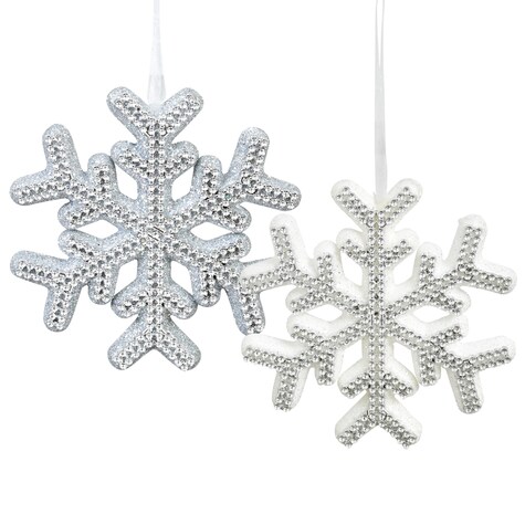 Bulk Christmas House Sparkly Snowflake Ornaments, 5.5 in. Dollar Tree