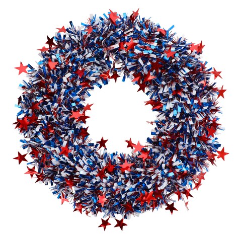 View Patriotic Metallic Tinsel Wreaths with