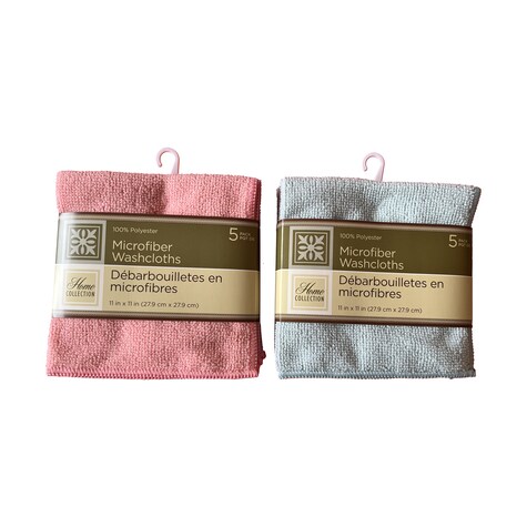 Home Collection Rose and Green Microfiber Washcloths, 5ct. Packs