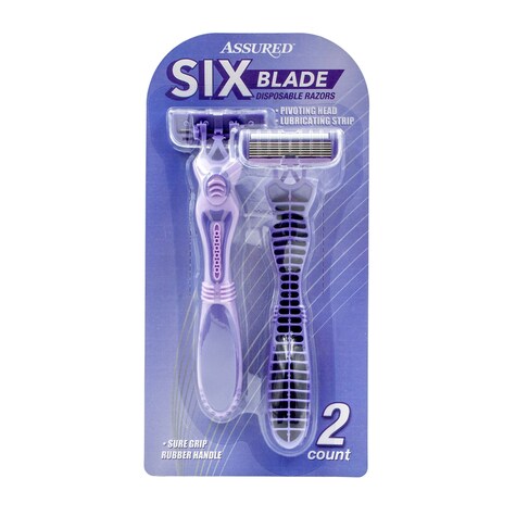 Bulk Assured 6Blade Disposable Razors for Women, 2ct. Packs Dollar Tree