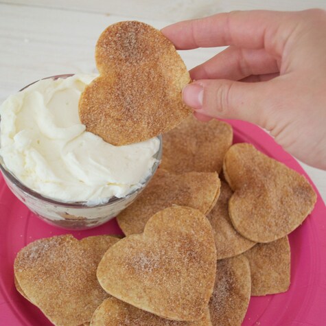 Cinnamon and Sugar HeartShaped Tortilla Chips