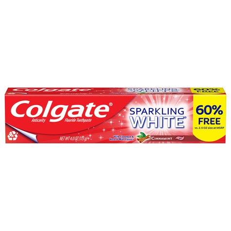 Colgate Cinnamint Sparkling White Gel Toothpaste 4 Oz Tubes