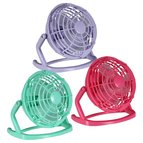 View BrightlyColored BatteryOperated Mini Desk Fans,