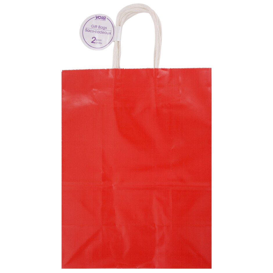 Bolsas de Regalo Rojas Brillantes Voila Medianas - Paquetes de 2 (Caja de 4) 2