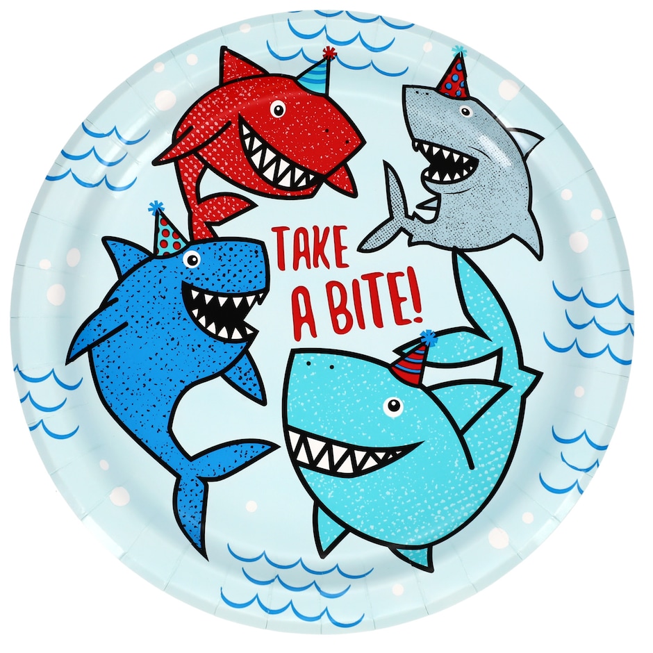 Bulk Shark Party 9in. Paper Plates, 18ct. Packs Dollar Tree