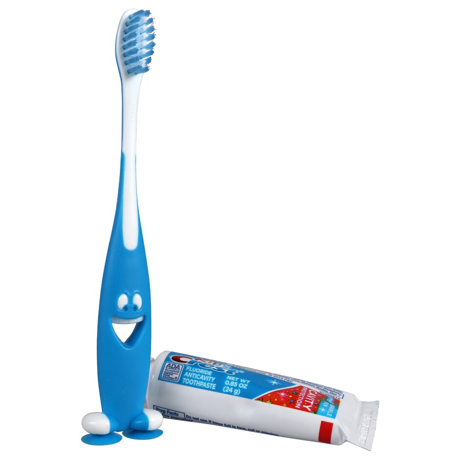Cepillo Dientes Ninos Sonriente con Pasta Crest - Agarre Facil y Diversion 2