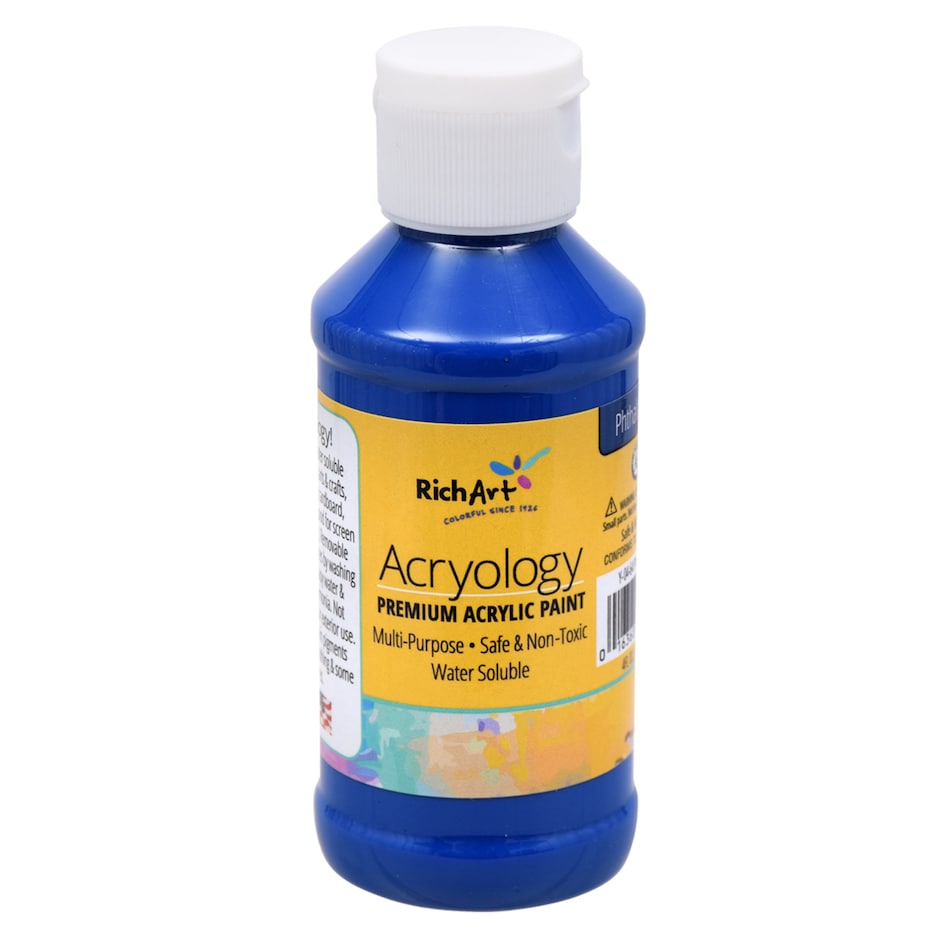 Bulk Rich Art Premium Acrylic Phthalo Blue Paints, 4fl.oz. Containers Dollar Tree
