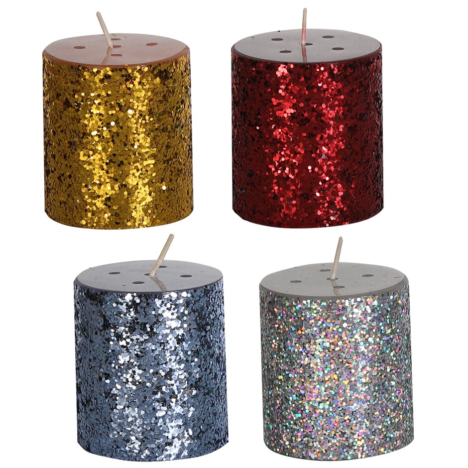 Bulk Glitter Pillar Candles, 2.5X2.7 in. Dollar Tree