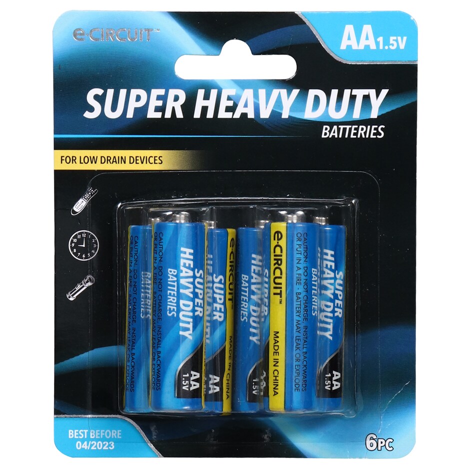 Bulk E-Circuit Super Heavy Duty AA Batteries, 4-ct. Packs | Dollar Tree