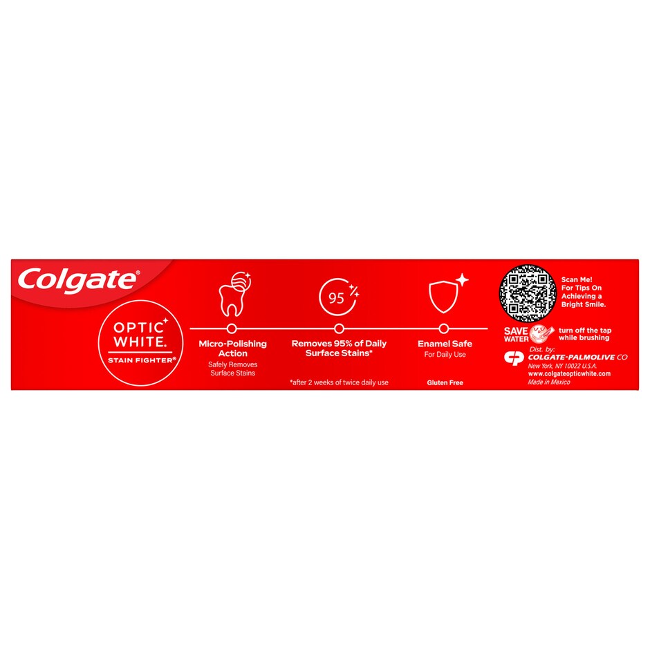 Colgate Optic White Menta Limpia - Blanquea Dientes y Elimina Manchas 2
